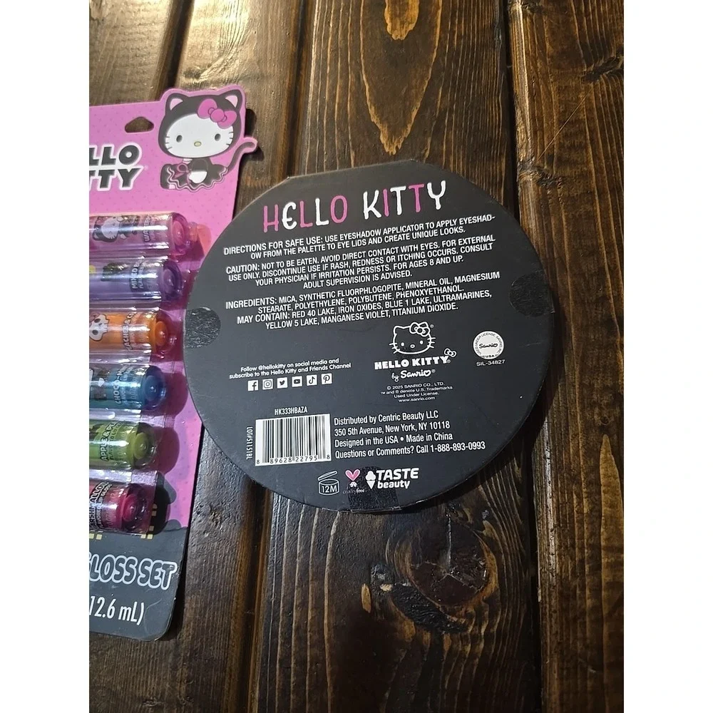 NEW Hello Kitty Lot Eyeshadow‎ Palette (9 Colors) & Mini Lip Gloss Set (6)